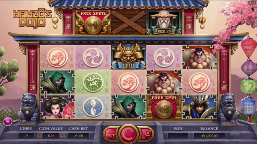Hanzo’s Dojo slot screen 1