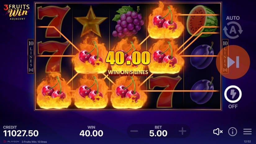 3 Fruits Win: 10 lines slot screen 4