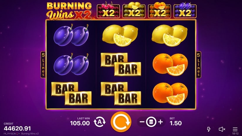 Burning Wins x2 slot screen 1
