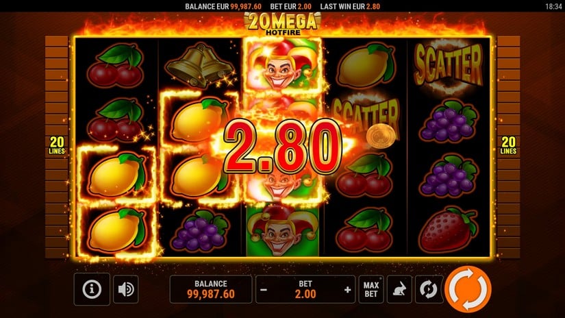 20 Mega Hotfire slot screen 2